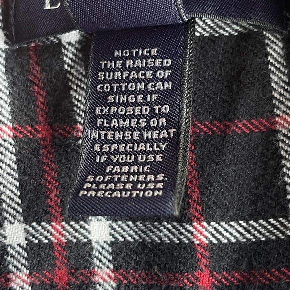 Lands End Flannel Shirt Mens‎ XXL 2X Black Red Button Up Portuguese Flannel - Picture 4 of 9